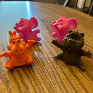 Vintage 1970's Crest Toothpaste Zoo Animal Finger Puppets 2 Elephants Bear Rhino